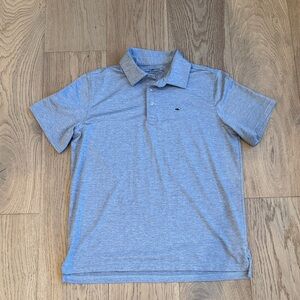 Vineyard Vines Heather Gray with White Stripe Polo Shirt